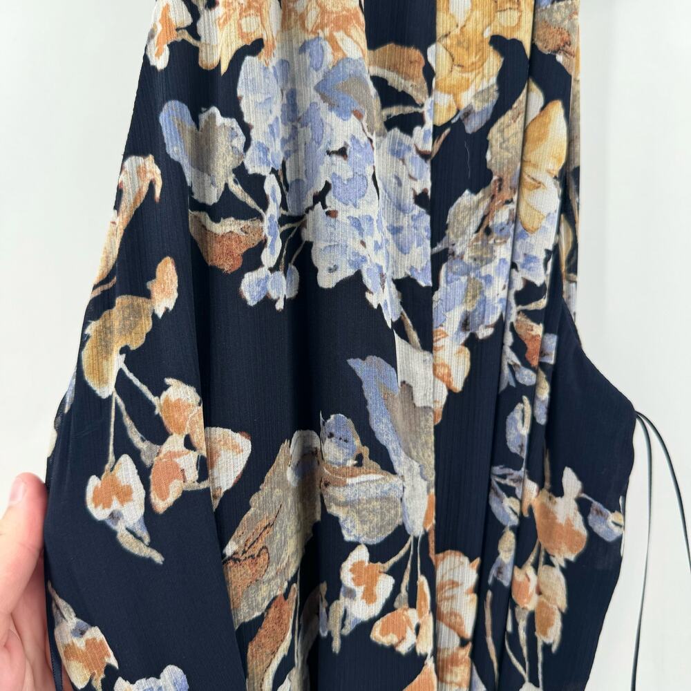 Black Label LRL Floral print Halter neckline sleeveless Belted Gown - Picture 6 of 14
